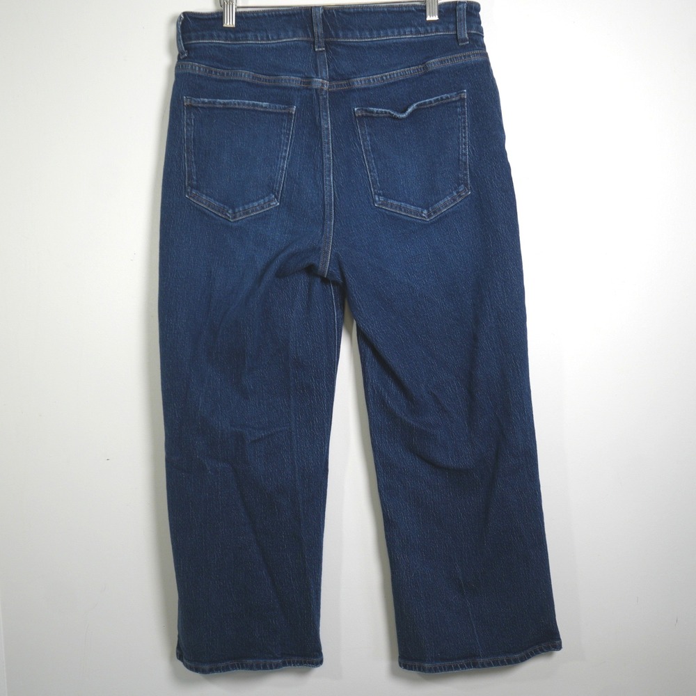 Quince Wide Leg Jeans Womens 32 Blue High Rise Cropped Comfort Stretch Denim - Picture 8 of 10
